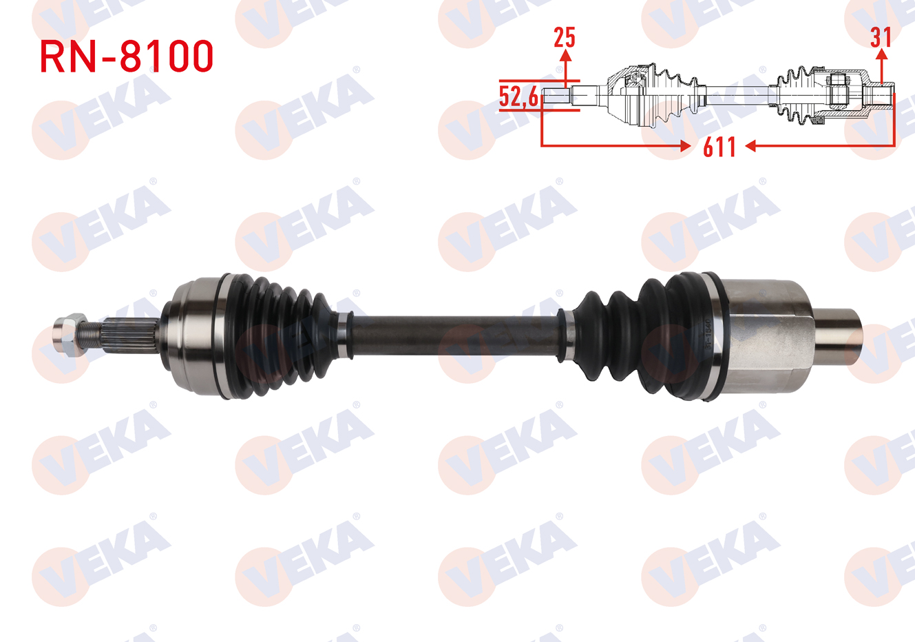 VEKA  | KOMPLE AKS SAG ON UZUNLUK 611mm DACIA DUSTER 1.5 DCI 4X4 2012-