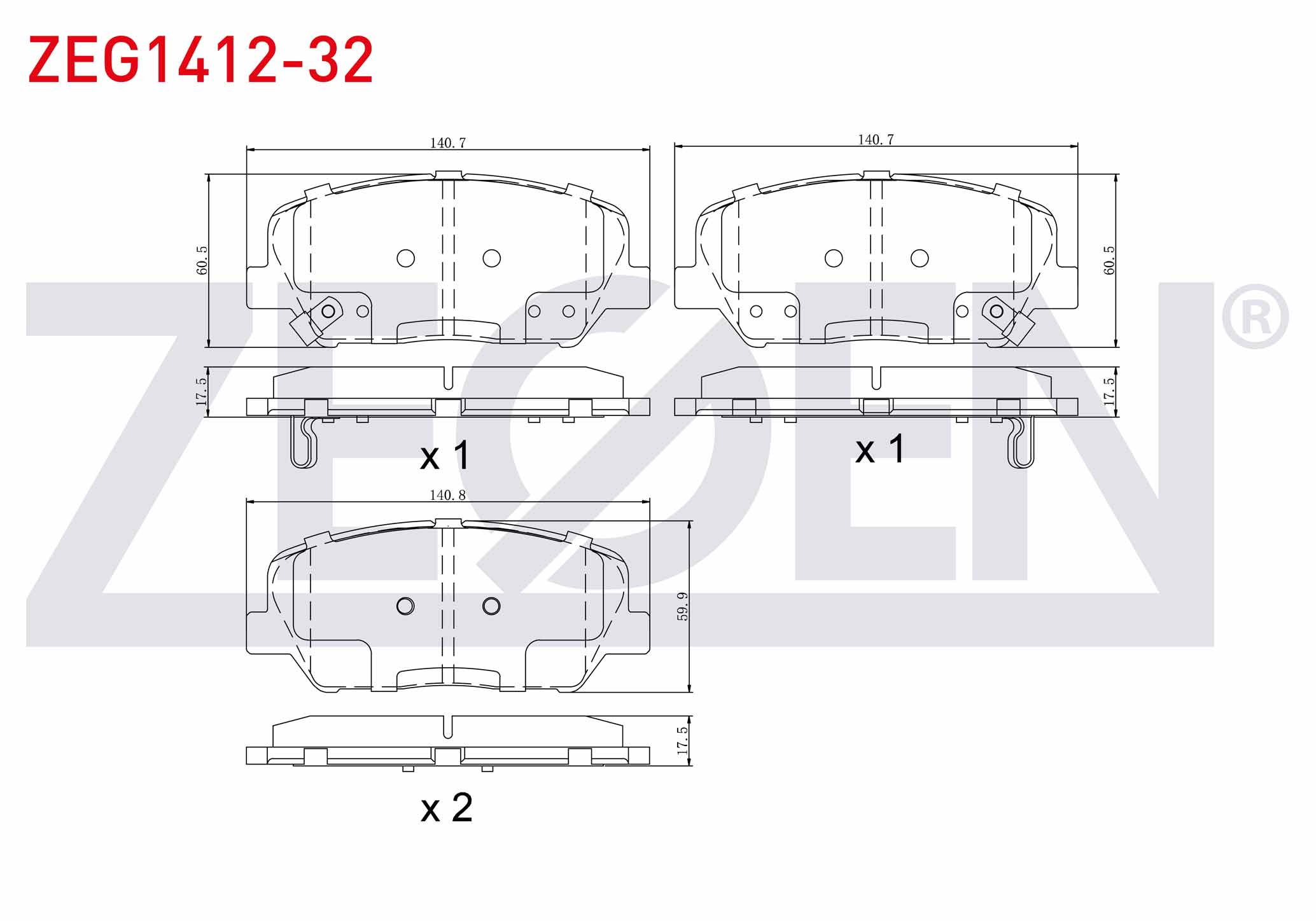 ZEGEN  | FREN BALATA ON IKAZLI HYUNDAI I30 (GD) 1.6 GDI 2011-2017 / I30 (GD) 1.6 CRDI 2011-2017 / KIA CEE'D 1.6 CRDI 2012-