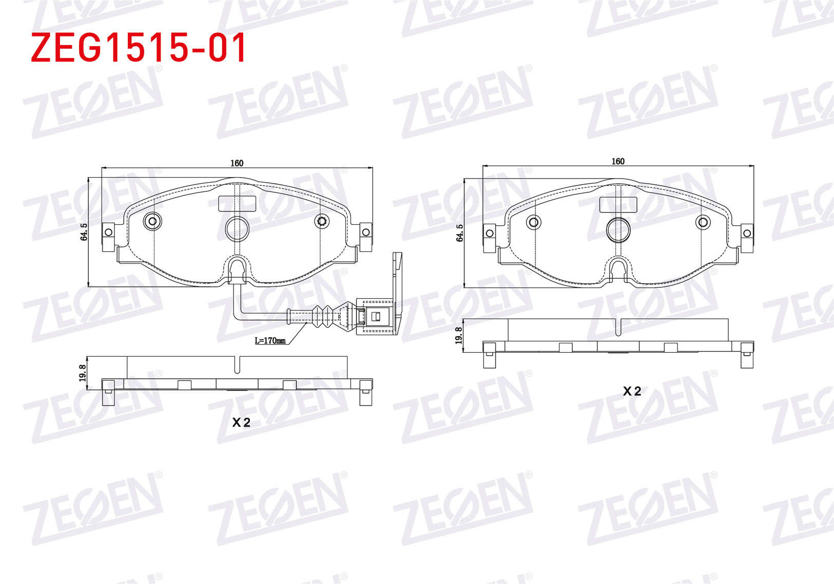 ZEGEN GDB1956 | FREN BALATA ON FISLI GOLF VII (5G1) 1.2 TSI 2012-/ 1.4 TSI 2012-/ 1.6 TDI 2012-/ PASSAT 1.6 TDI 2014-/ TIGUAN 1.6 TDI 2016-/ AUDI A3 1.4 TFSI 2012-/ SKODA SUPERB 1.4 TSI 2015-/ SEA