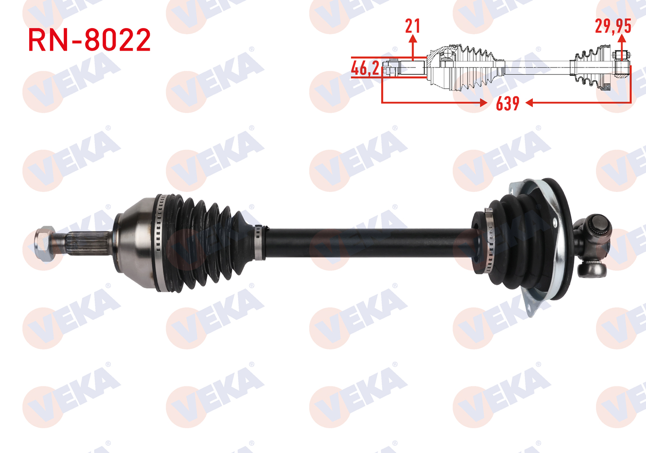 VEKA RE3158 | KOMPLE AKS SOL ON RENAULT R19 1.4 UZUNLUK 641,2mm 1988-2001